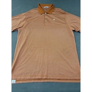 Peter Millar Mens 2XL Orange Striped Golf Polo Shirt Cotton